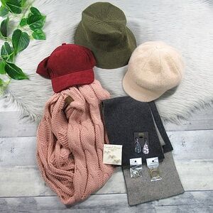 Accessories Bundle 9pc Women's Lot Hats, Earrings, Scarfs